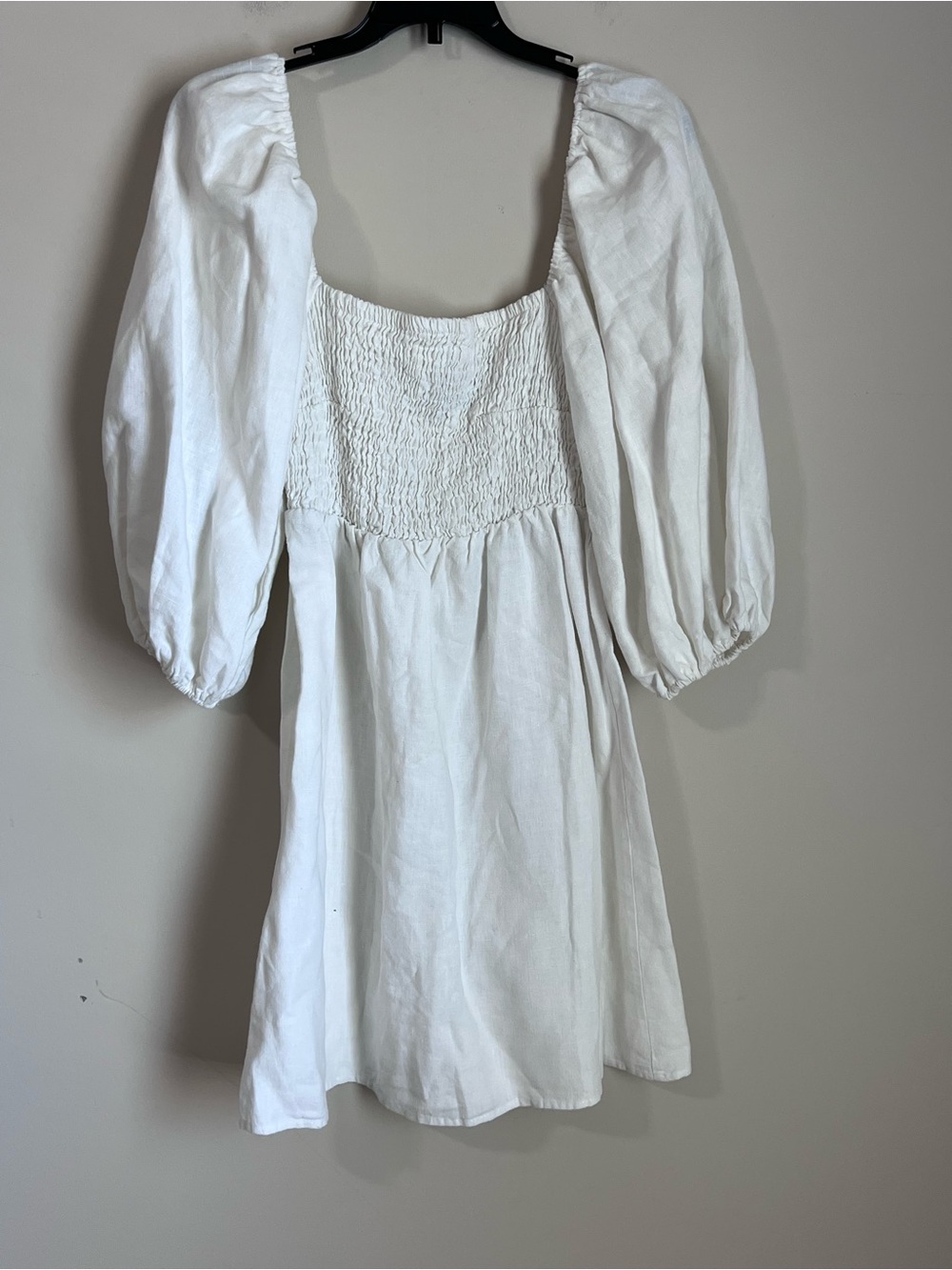 Tuckernuck 100% linen smocked mini dress white Sz XS